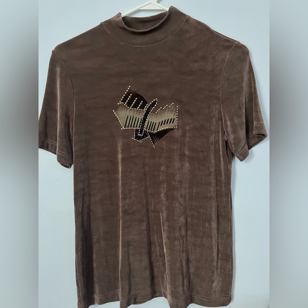 Brown Mock Neck Top